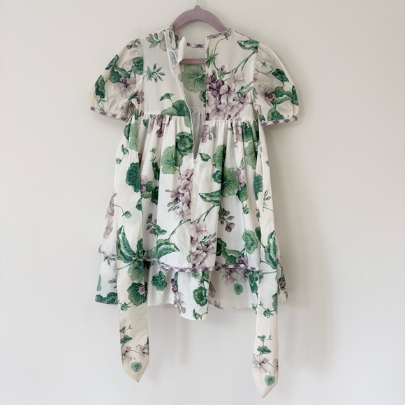 Vintage Floral Dress in Cream with Purple & Green Floral Pattern, Size 4 - Picture 12 of 15